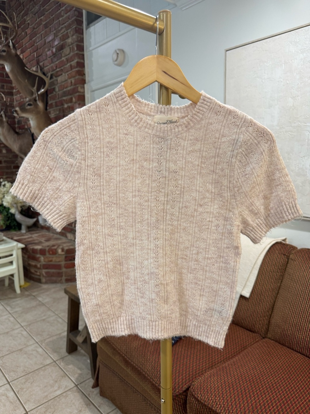 Universal Thread XS Oatmeal Short Sleeve Sweater NWT